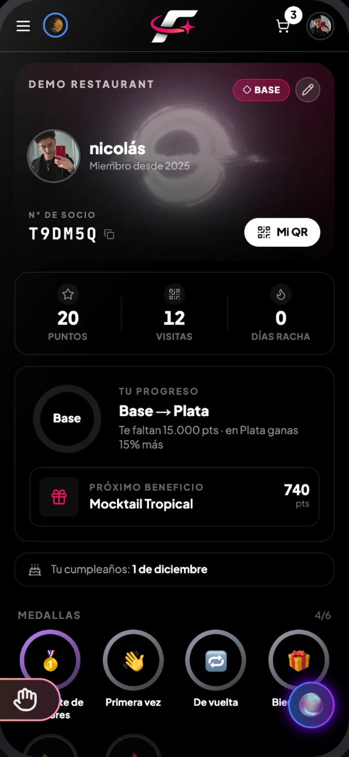 Carnet de socio en la app de FIDELYA