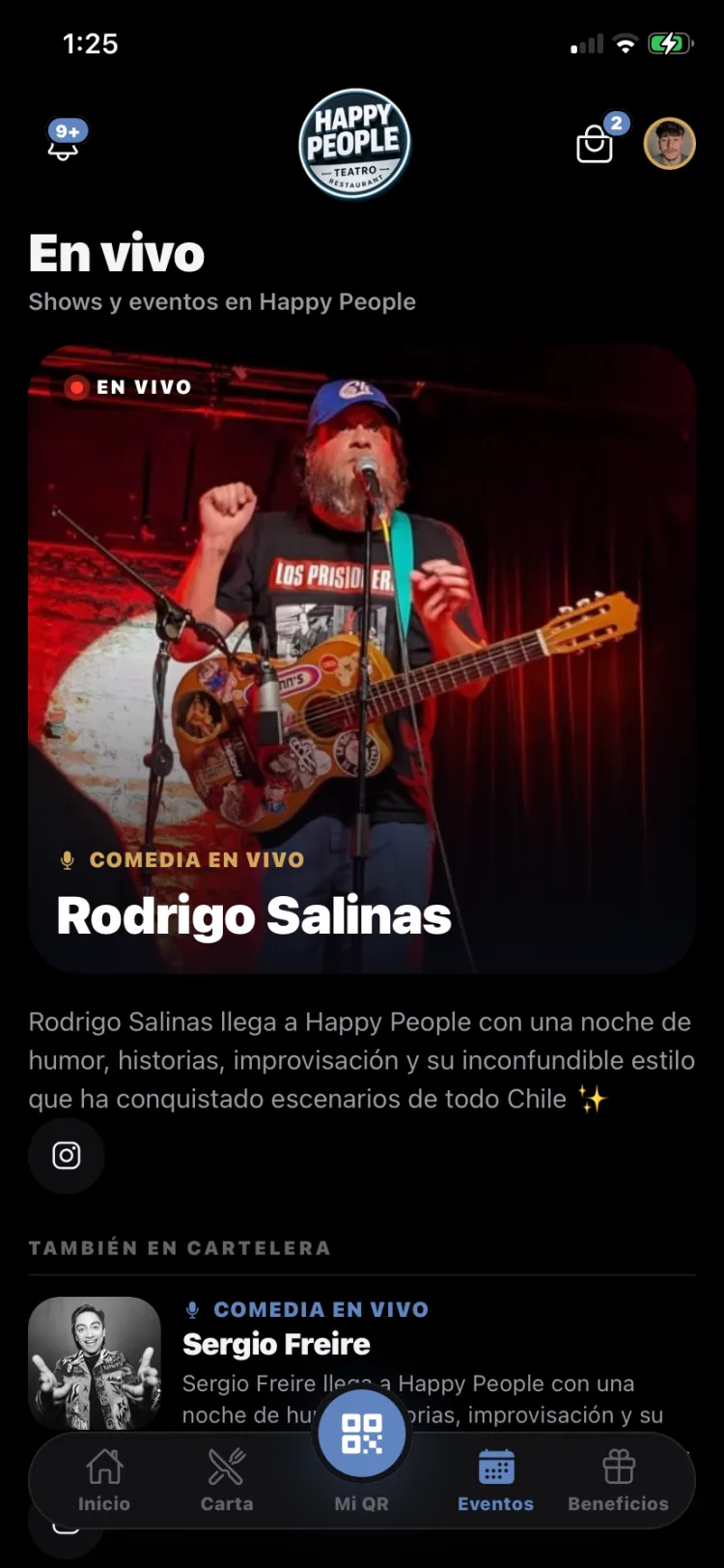 Cartelera de shows en vivo