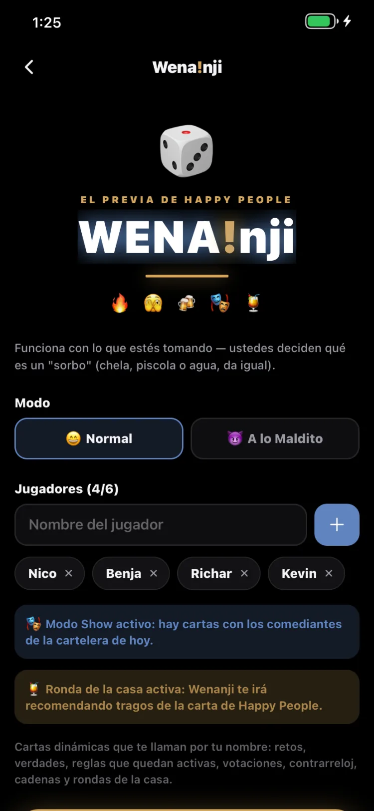 Wenanji, el juego de la previa